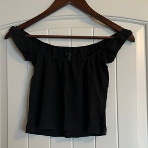 Brandy Melville Black Off-Shoulder Crop Top